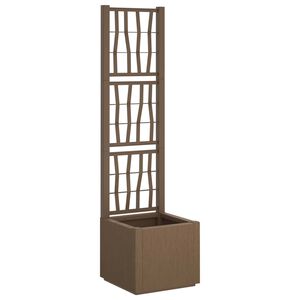 vidaXL Dārza puķu pods ar trellisi Brūna 36 x 36 x 140 cm PP