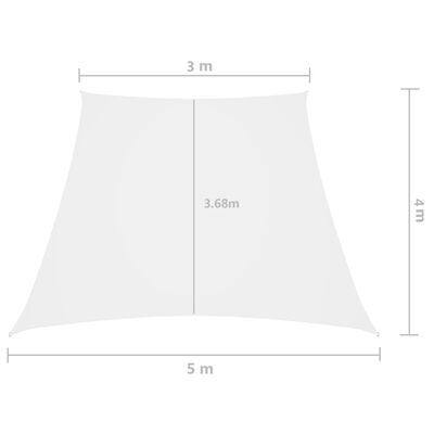vidaXL saulessargs, 3/5x4 m, trapeces forma, balts oksforda audums
