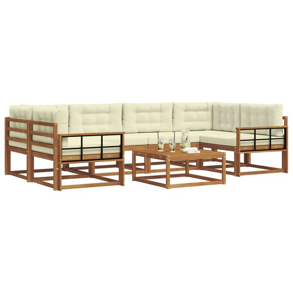 vidaXL Āra dīvānu komplekts ar spilvenu 7 pcs Dabisks un krējuma