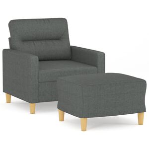 vidaXL atpūtas krēsls ar kājsoliņu, 60 cm, tum&scaron;i pelēks audums