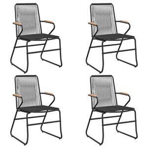 vidaXL dārza krēsli, 4 gab., PVC rotangpalma, 58x59x85,5 cm, melni