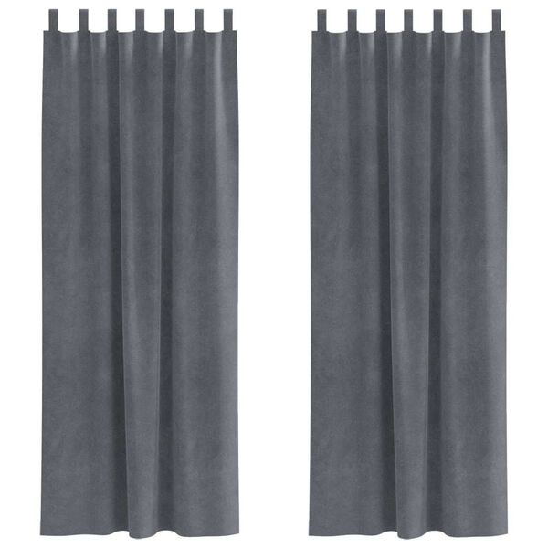 vidaXL Aptum&scaron;ojo&scaron;ie aizkari 2 pcs Gai&scaron;i pelēks 140 x 245 cm Samts