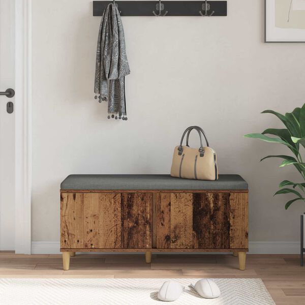 vidaXL Zāles sols ar spilvenu ar durvīm Vecs koks 100 x 38 x 46 cm