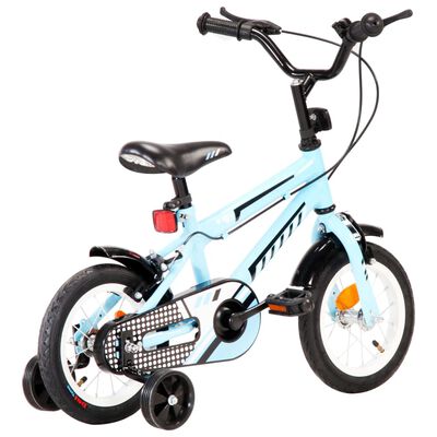 vidaXL bērnu velosipēds, 12 collas, melns ar zilu