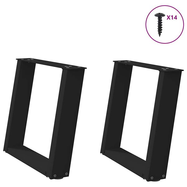 vidaXL kafijas galdiņa kājas, 2 gab., U-veida, melnas, 50x(42-43) cm, tērauds