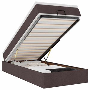 vidaXL Osmaņu gultas rāmis ar matrača tum&scaron;i brūns 100x200 cm audums