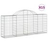 vidaXL arkveida gabiona grozi, 15 gb., 200x30x80/100cm, cinkota dzelzs