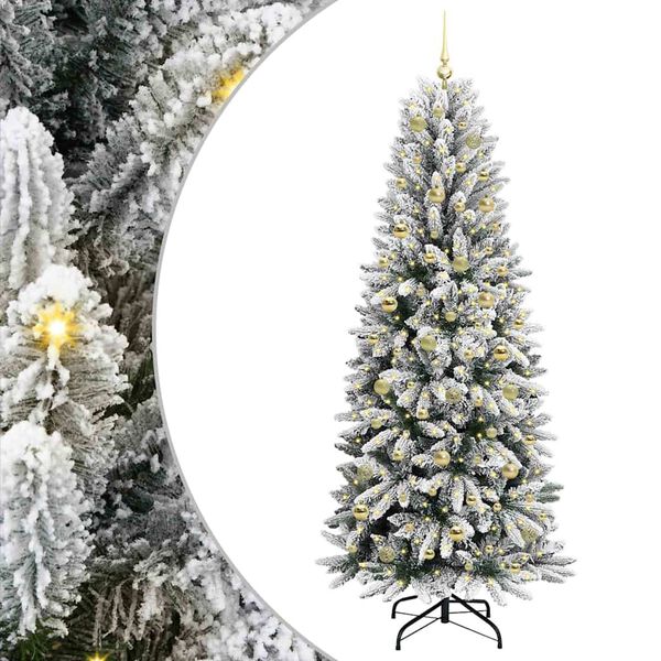 vidaXL Mākslīgā Ziemassvētku eglīte su 300 LED ar statīvu Balts 210 cm