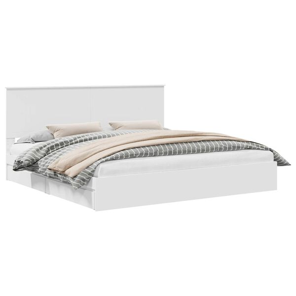 vidaXL Glabā&scaron;anas gulta Balts 200 x 200 cm Inženierijas koks