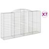 vidaXL arkveida gabiona grozi, 7 gb., 300x50x160/180cm, cinkota dzelzs