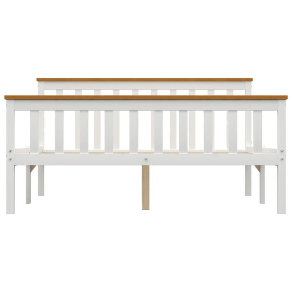 vidaXL gulta bez matrača, balts, 140x200 cm, priedes masīvkoks