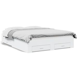 vidaXL gultas rāmis ar atvilktnēm, bez matrača, balts, 140x200 cm