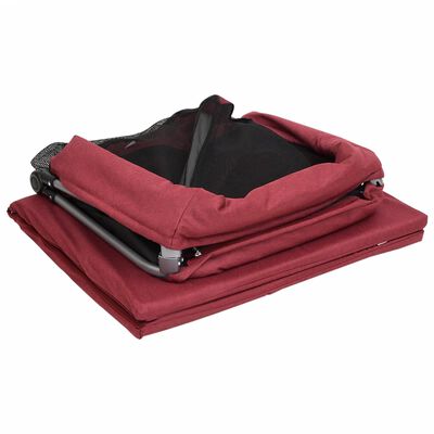 vidaXL bērnu sētiņa ar matraci, sarkans lina audums