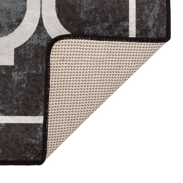 vidaXL paklājs, 80x150 cm, mazgājams, neslīdošs, melna un balta