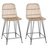 vidaXL Bāra krēsls 2 gab. Dabiska 44 x 54 x 96 cm Rattan un Tērauds
