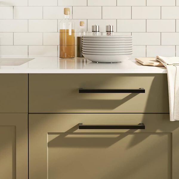 vidaXL skapja rokturi, 5 gab., melni, 224 mm, nerūsējo&scaron;ais tērauds