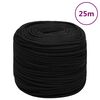 vidaXL darba virve, melna, 6 mm, 25 m, poliesters