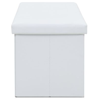 vidaXL saliekams sols ar kasti, 110x38x38 cm, balta mākslīgā āda