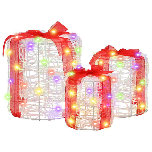 vidaXL Dāvanu Kaste Dekorācija 3 pcs krāsains 20 x 20 x 21 cm Akrils