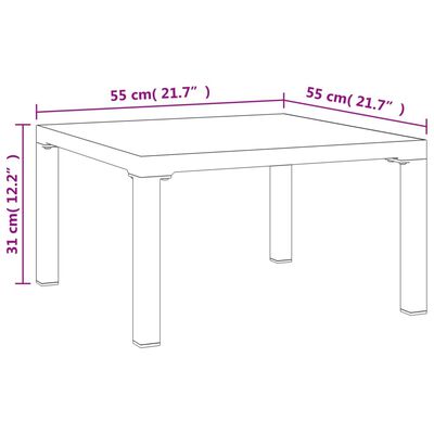 vidaXL dārza kafijas galdiņš, pelēks, 55x55x31 cm, DPC, tērauds
