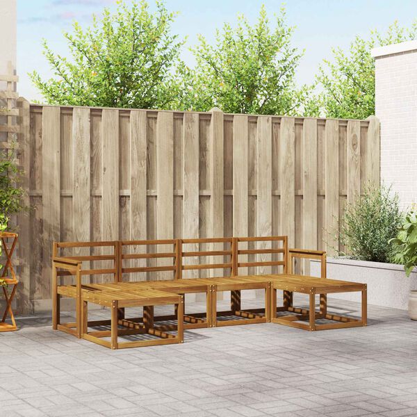 vidaXL Āra dīvānu komplekts 6 pcs Dabiska Cietā akācijas koks