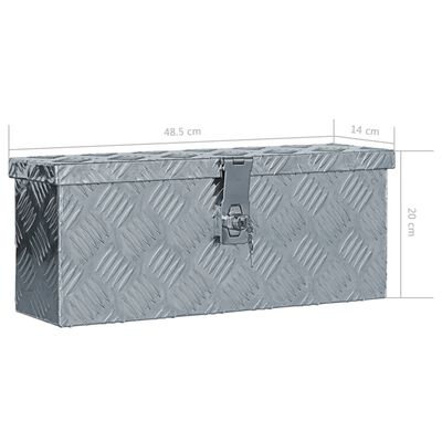 vidaXL kaste, 48,5x14x20 cm, alumīnijs, sudraba krāsā
