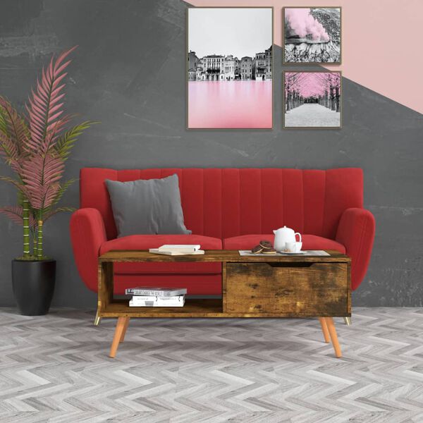 vidaXL kafijas galdiņš, kvēpināta ozolkoka, 100x49,5x43 cm