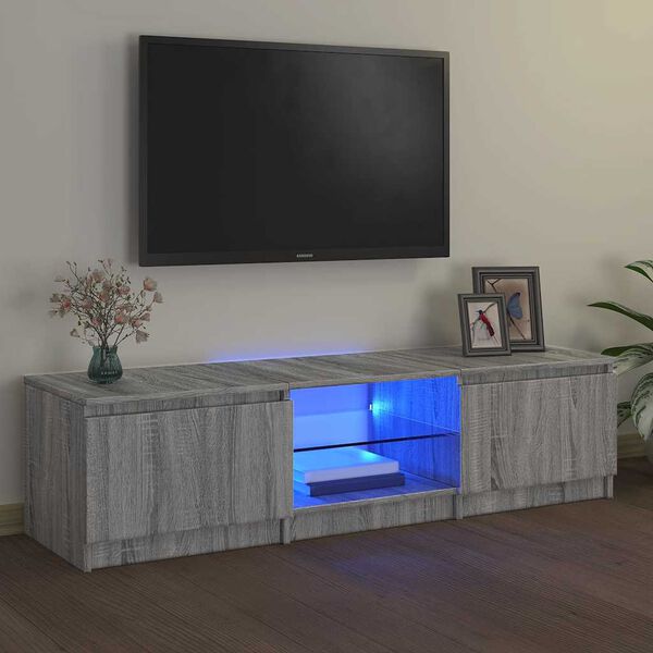vidaXL TV skapītis ar LED, pelēka ozolkoka krāsa, 140x40x36 cm