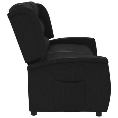 vidaXL divvietīgs krēsls, atgāžams, melns audums