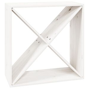 vidaXL vīna pudeļu plaukts, balts, 62x25x62 cm, priedes masīvkoks