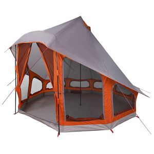 vidaXL Tipi telts ar jumtu Pelēka un oranža 404 x 370 x 270 cm tafta
