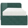 vidaXL Stūra gultas rāmis ar matraci Tumši zaļš 80 x 200 cm Samts