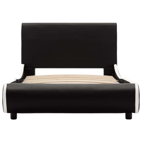 vidaXL gultas rāmis, melns mākslīgā āda, 90x200 cm
