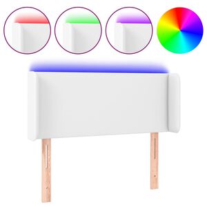 vidaXL gultas galvgalis ar LED, 83x16x78/88 cm, balta mākslīgā āda