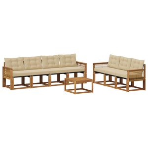 vidaXL Āra dīvānu komplekts ar spilvenu 8 pcs Dabisks un bē&scaron;s