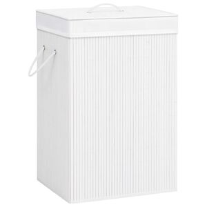 vidaXL veļas grozs ar 2 nodalījumiem, bambuss, balts, 72 L
