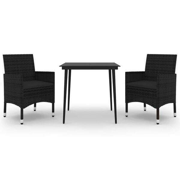 vidaXL 3-daļīgs dārza mēbeļu komplekts, PE rotangpalma, stikls