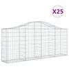vidaXL arkveida gabiona grozi, 25 gb., 200x30x80/100cm, cinkota dzelzs
