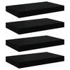 vidaXL sienas plaukti, 4 gab., spīdīgi melni, 40x23,5x3,8 cm, MDF