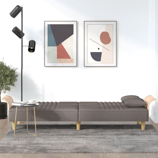vidaXL dīvāngulta ar roku balstiem, pelēkbrūns audums