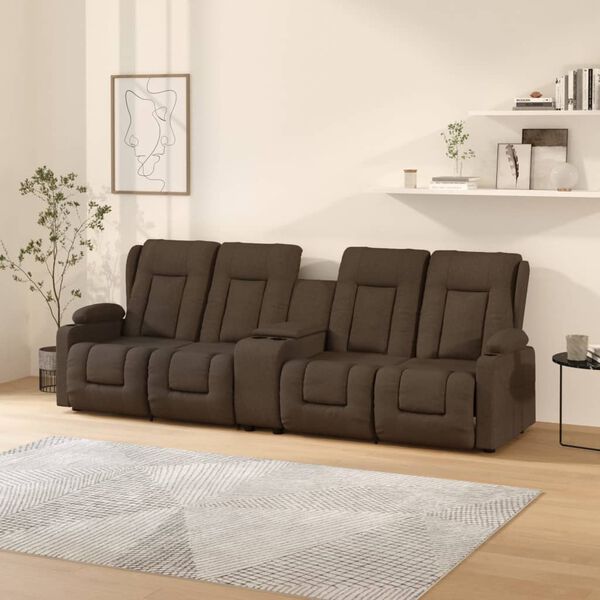 vidaXL četrvietīgs masāžas krēsls ar glāžu turētāju, brūns