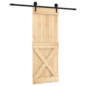 vidaXL Slīdo&scaron;ās durvis Dabiska un melna 80 x 210 cm Cieta priedes koks