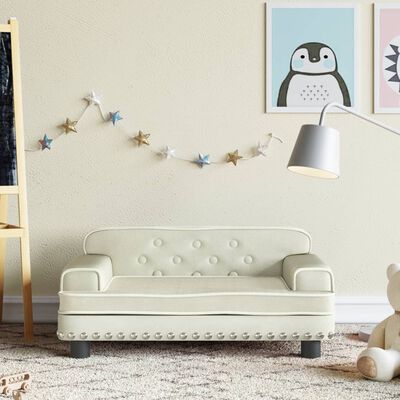 vidaXL bērnu dīvāns, krēmkrāsas, 70x45x30 cm, samts