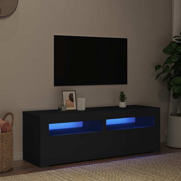 vidaXL TV galdiņš ar LED lampiņām, 120x35x40 cm, melns