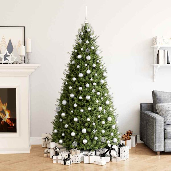 vidaXL Ziemassvētku eglītes rotājumi, 111 gab., sudrabains polistirols