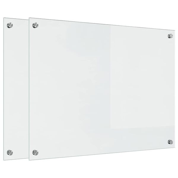 vidaXL Virtuves aizsargpanelis 2 pcs Caurspīdīgs 80 x 60 cm