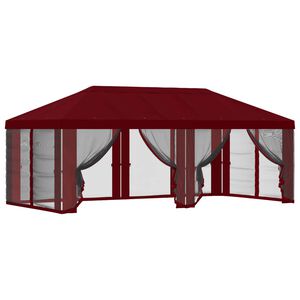 vidaXL Paviljona pārsegs ar sānu sienām Burgundija 600,5 x 300,5 cm