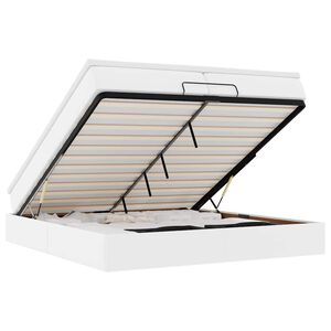 vidaXL Osmaņu gultas rāmis ar matračiem balta 200x200 cm mākslīgā āda