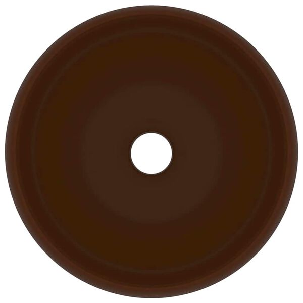 vidaXL izlietne, apaļa, 40x15 cm, matēta tum&scaron;i brūna keramika