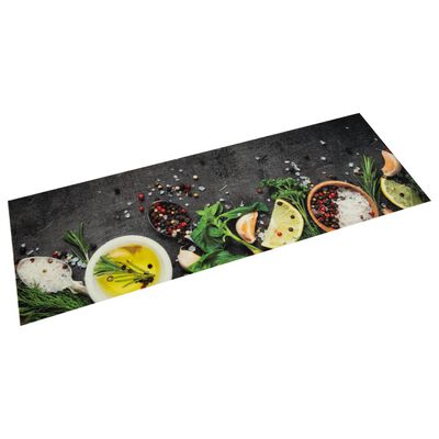 vidaXL virtuves paklājs, mazgājams, garšvielu apdruka, 60x180 cm